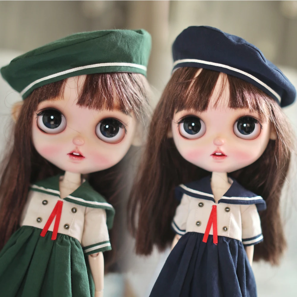 H01-A036 детская игрушка ручной работы 1/6 ob24, одежда для куклы azone blyth, темно-синее платье geomantic, костюм зеленого цвета