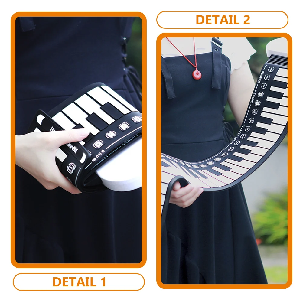 IRIN 49-клавишное ручное пианино, силиконовая портативная клавиатура, музыкальный инструмент для обучения, складной электронный орган для начинающих Изображение 3 