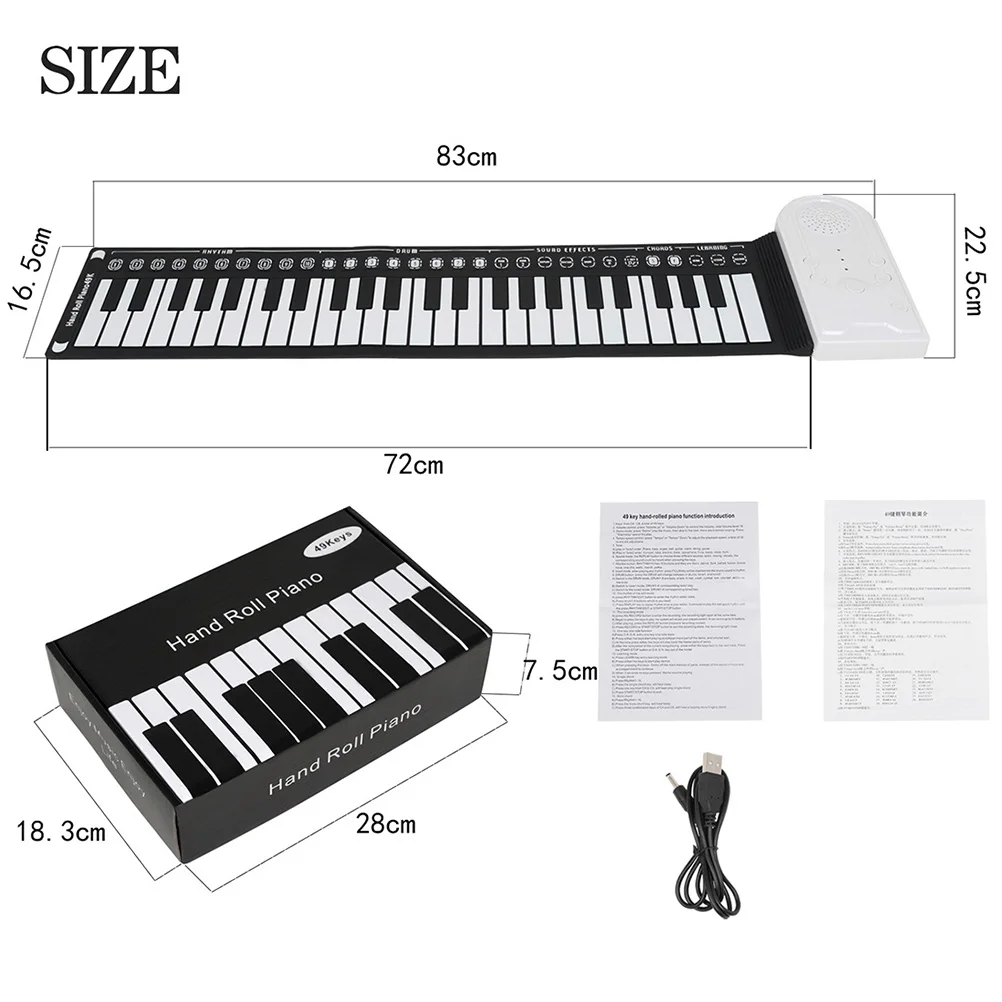 IRIN 49-клавишное ручное пианино, силиконовая портативная клавиатура, музыкальный инструмент для обучения, складной электронный орган для начинающих Изображение 4 