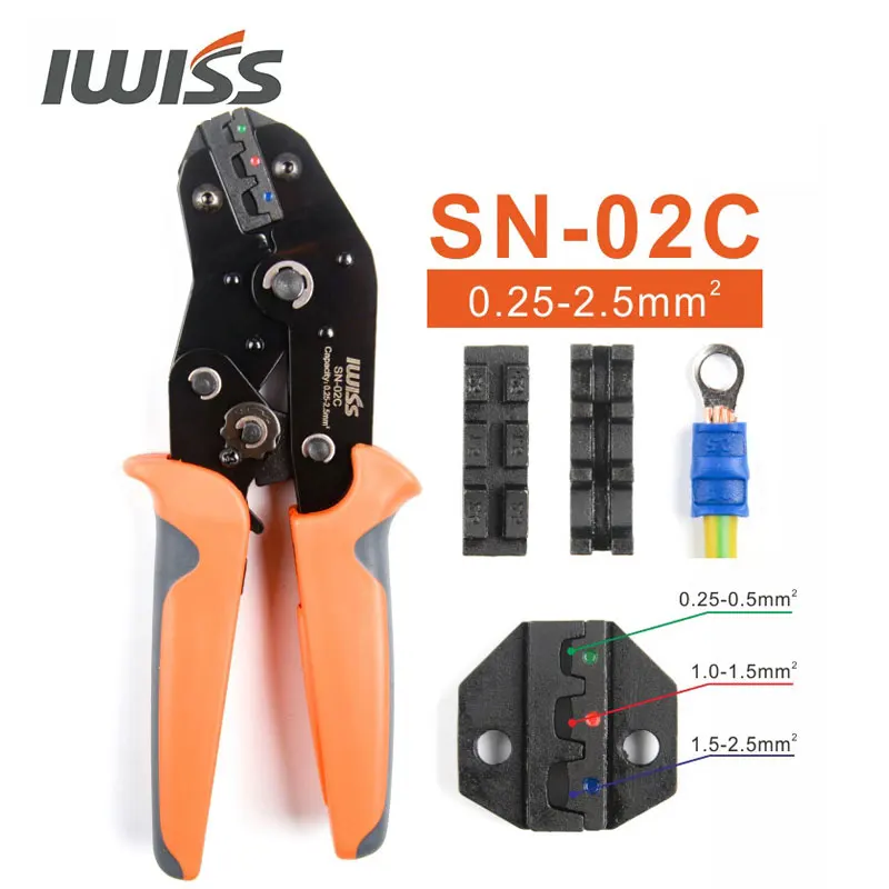 IWISS SN-02C Мини-Саморегулирующиеся Обжимные Плоскогубцы Инструмент для Обжима Электрических Проводов для Изолированных Клемм и Стыковых Соединителей Изображение 0 