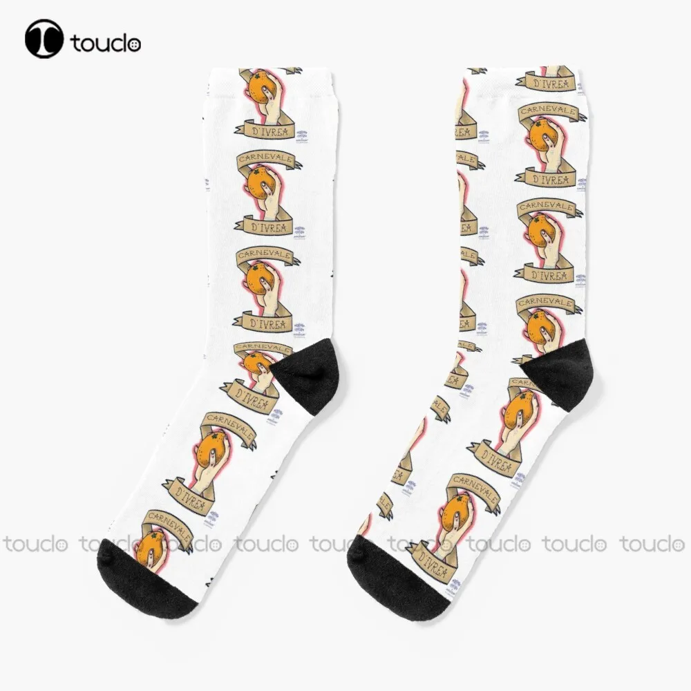 Ivrea Orange Battle Socks Футбольные носки Для мужчин Рождественский подарок Унисекс Для взрослых, подростков и молодежи, изготовленные на заказ с цифровой печатью 360 ° Для женщин и мужчин