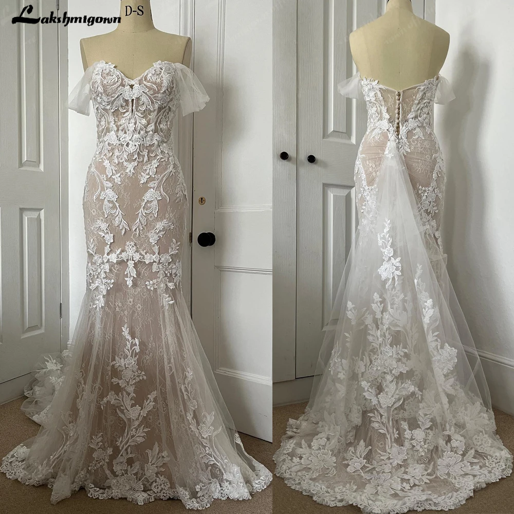 Lakshmigown С открытыми плечами Кружевные аппликации Женское Свадебное платье для невесты 2024 Свадебное платье цвета Шампанского vestidos de boda novia