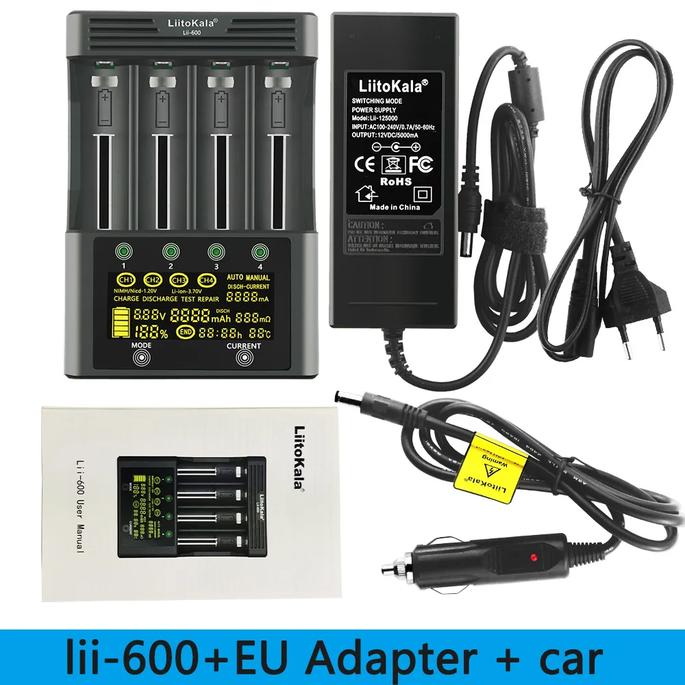 Liitokala Lii-600 3,7 В 18650 18350 18500 16340 21700 20700 26650 1,2 В AA AAA NiMH Тестер емкости зарядного устройства для литиевых аккумуляторов