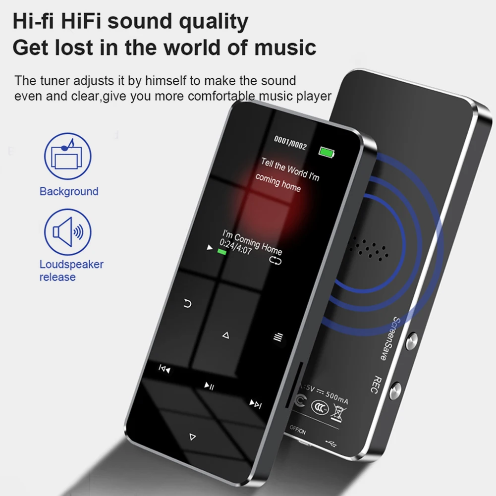MP3 /MP4-плеер со встроенным динамиком Bluetooth, сенсорная клавиша FM-радио, воспроизведение видео, Электронная книга, Hi-FI Металлический 2,0-дюймовый сенсорный музыкальный проигрыватель MP4. Изображение 1 