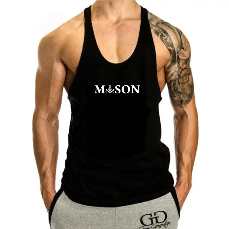 Mason - Майка с квадратным компасом с логотипом Freemason для мужчин, подарок бойфренду, Короткая повседневная майка с круглым вырезом для мужчин