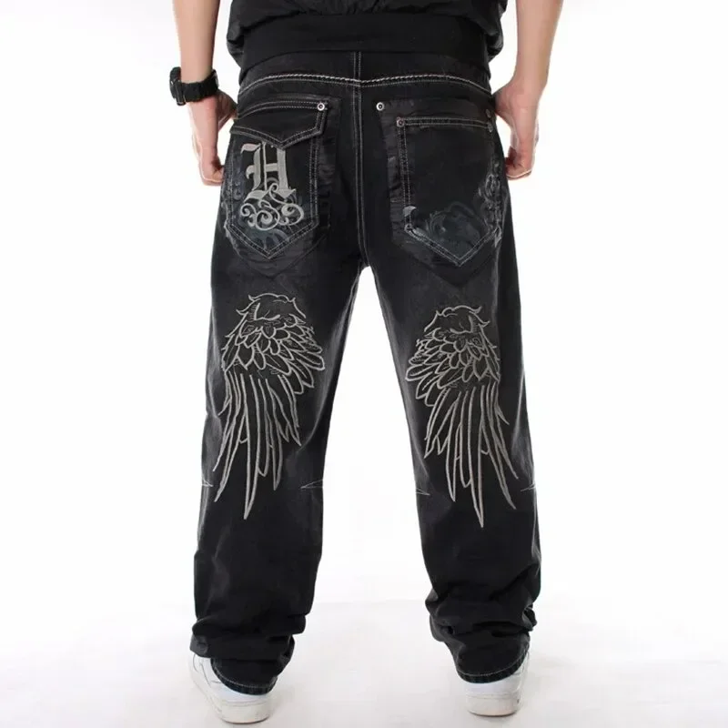 Nanaco Man Свободные Мешковатые джинсы Хип-хоп, джинсовые брюки для скейтборда, уличные танцы, Хип-хоп, рэп, мужские черные блузки китайского размера 30-46 Изображение 0 