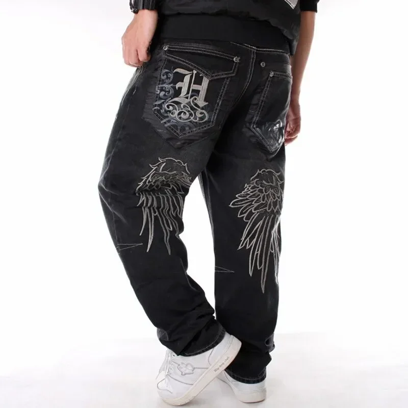 Nanaco Man Свободные Мешковатые джинсы Хип-хоп, джинсовые брюки для скейтборда, уличные танцы, Хип-хоп, рэп, мужские черные блузки китайского размера 30-46 Изображение 1 