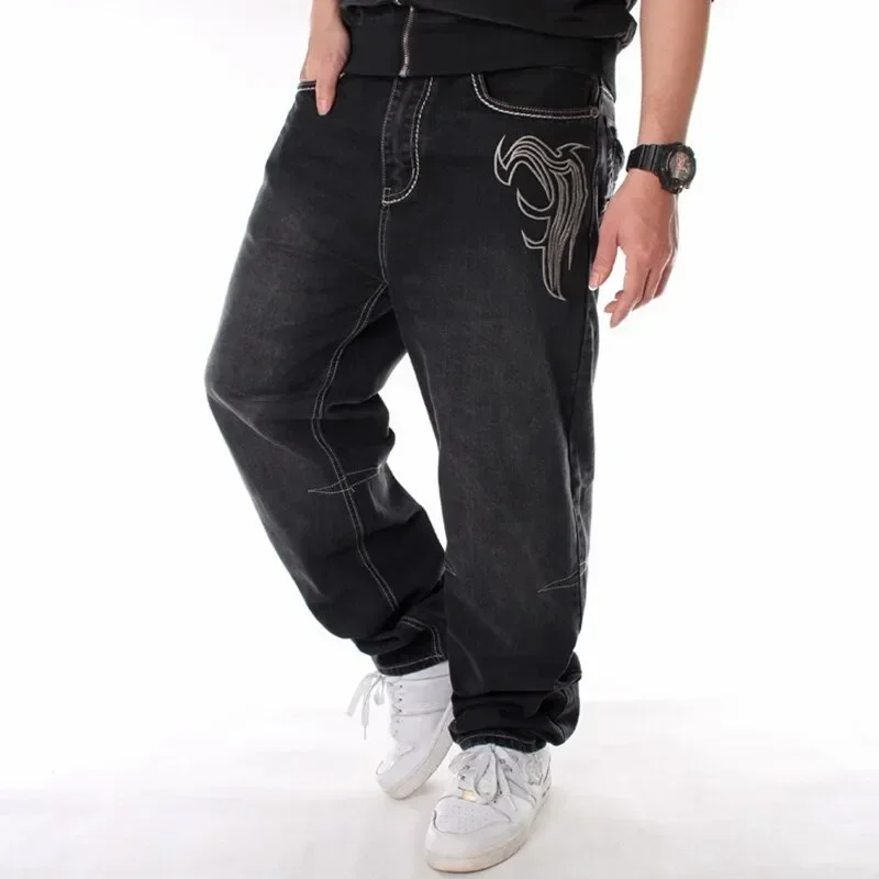 Nanaco Man Свободные Мешковатые джинсы Хип-хоп, джинсовые брюки для скейтборда, уличные танцы, Хип-хоп, рэп, мужские черные блузки китайского размера 30-46 Изображение 2 