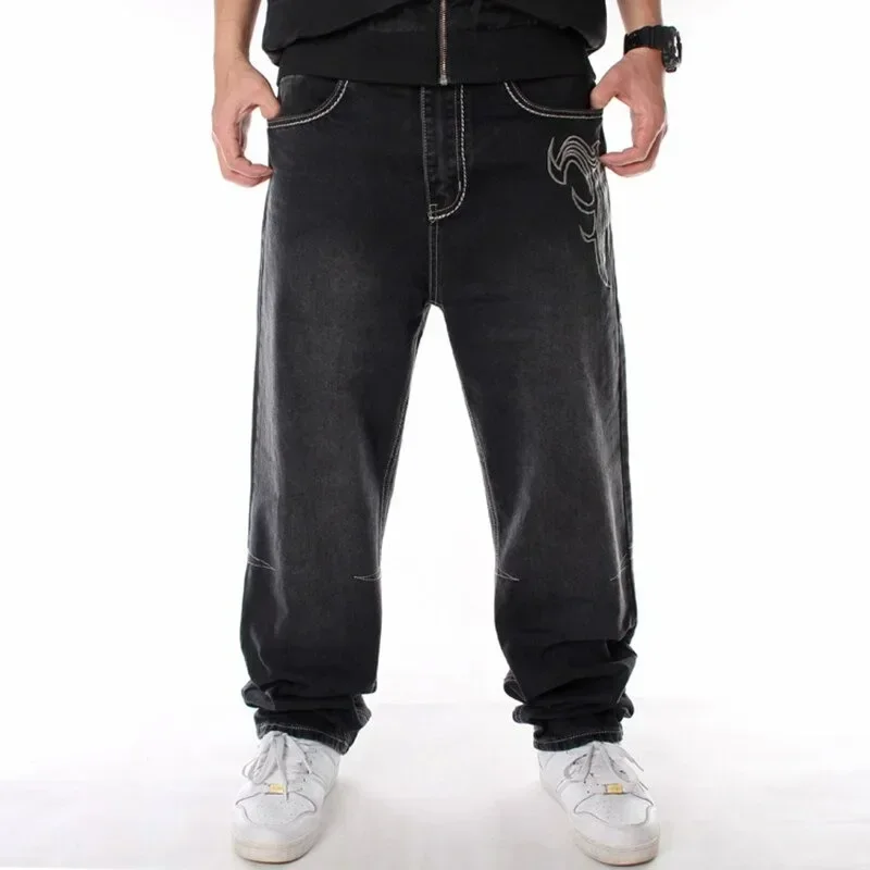 Nanaco Man Свободные Мешковатые джинсы Хип-хоп, джинсовые брюки для скейтборда, уличные танцы, Хип-хоп, рэп, мужские черные блузки китайского размера 30-46 Изображение 3 