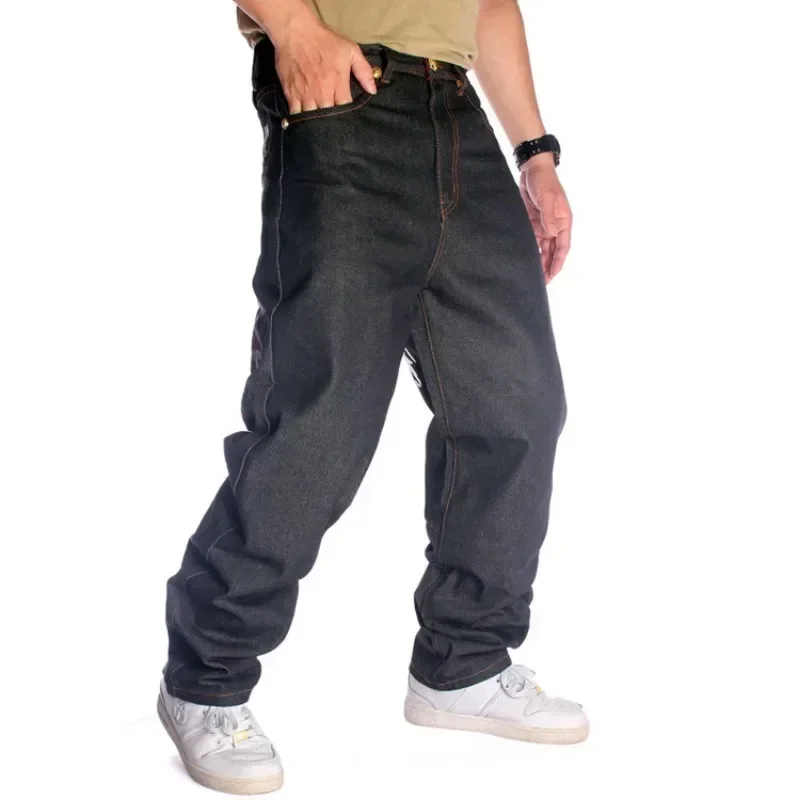Nanaco Man Свободные Мешковатые джинсы Хип-хоп, джинсовые брюки для скейтборда, уличные танцы, Хип-хоп, рэп, мужские черные блузки китайского размера 30-46 Изображение 4 