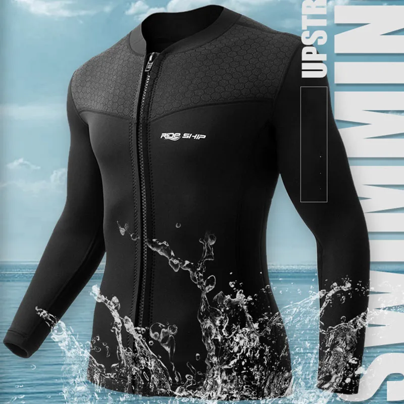 Oulylan для мужчин Гидрокостюм с длинным рукавом, купальный костюм, пальто для подводного плавания, мужской зимний Термоклей для серфинга, Топы, 3 мм Куртка для дайвинга