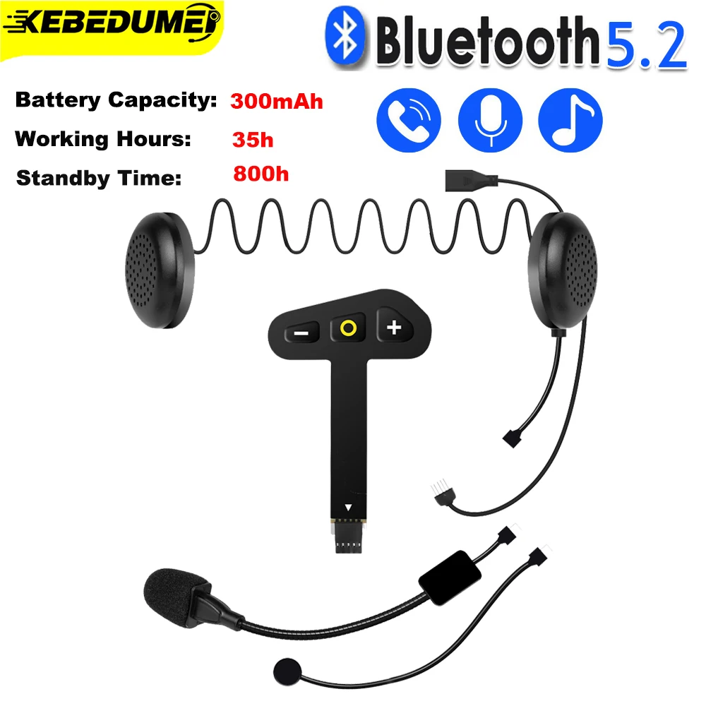SK-33B Мотоциклетный шлем Гарнитура Bluetooth 5.2 Беспроводные наушники Комплект громкой связи Стерео для водителя MP3 Музыкальный плеер