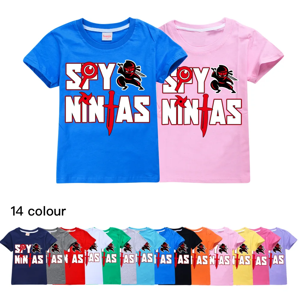 SPY NINJA Boys/ Забавная модная трендовая футболка с 3D-принтом, мультяшный короткий рукав, Летний повседневный топ с круглым вырезом для девочек, детская одежда