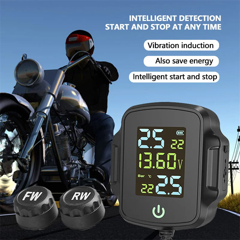 TPMS для мотоцикла с быстрой зарядкой QC 3.0 USB-выход Система контроля давления в шинах мотоцикла Сигнализация температуры шин