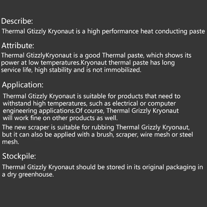 Thermal Grizzly Kryonaut 1g Высокоэффективная термопаста для охлаждения процессоров CPU GPU Видеокарт Паста для радиаторов Изображение 3 