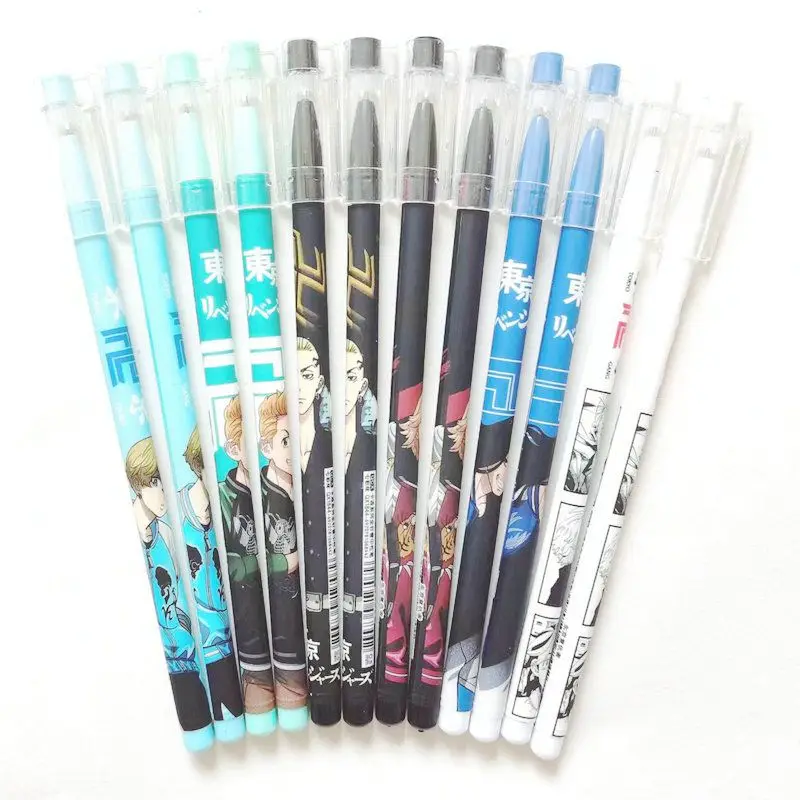 Tokyo Revengers Pen Магазин канцелярских принадлежностей аниме, черная гелевая ручка, 12 шт./кор. Kawaii Pen, Школьная ручка Изображение 0 