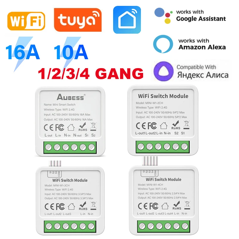 Tuya WiFi 1/2/3/4 gang Smart Switch Модуль с Двусторонним управлением Smart Life Умный Дом Работа с Alexa Google home Яндекс Алиса