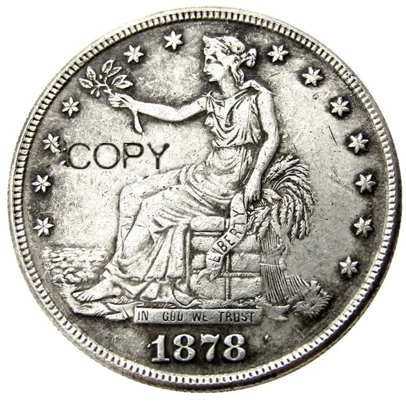 US 1878 P/S/CC Trade Dollar Посеребренная копировальная монета