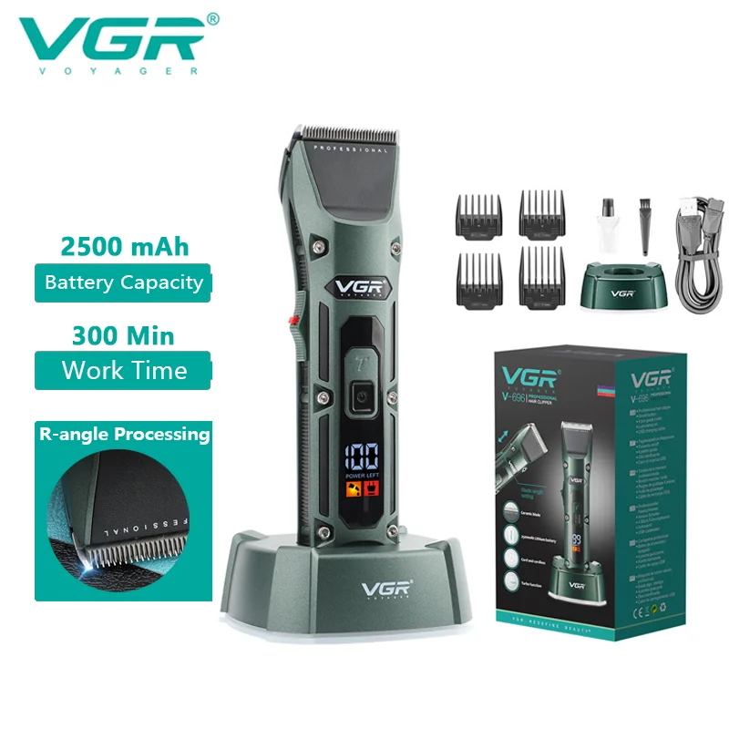 VGR Машинка для стрижки волос, Триммер, станок для стрижки мужчин, электрическая парикмахерская, Профессиональные парикмахерские машины, Режущее оборудование, Перезаряжаемый v696