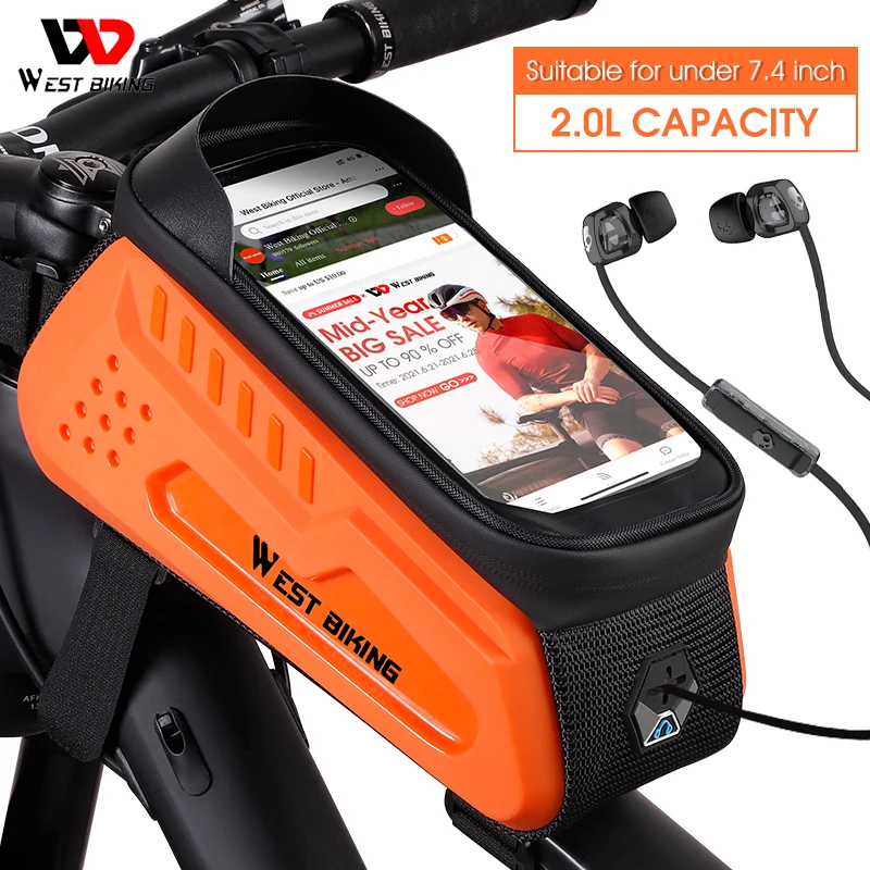 WEST BIKING, велосипедная сумка из ТПУ с жестким покрытием, сенсорный экран 6-7,4 