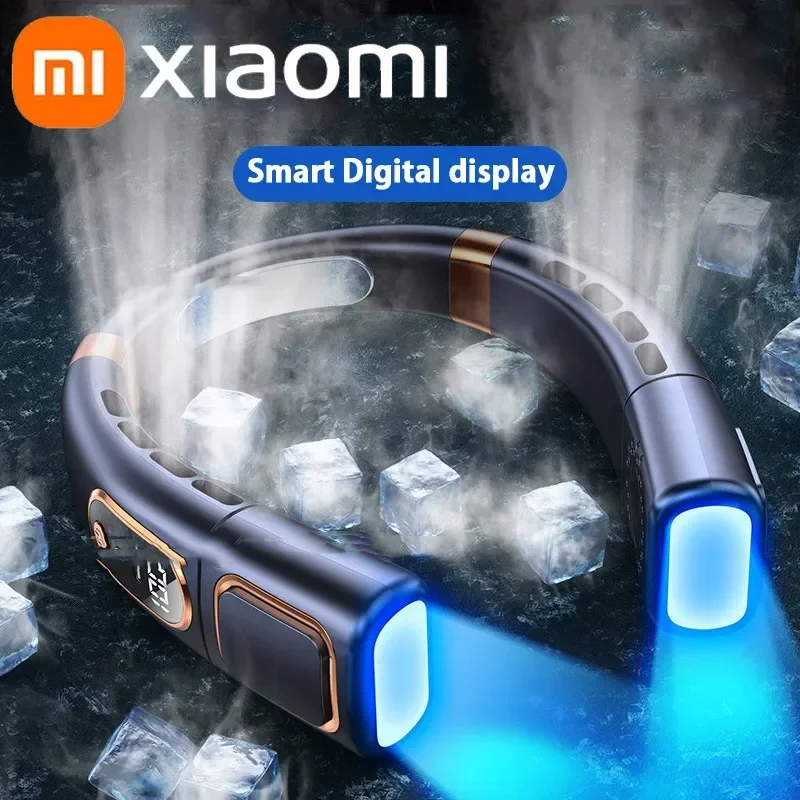 Xiaomi Подвесной Шейный вентилятор 4000 мАч Lce Портативный вентилятор с магнитным охлаждением Type-C Без звука Многофункциональный Электрический вентилятор без листьев с подсветкой
