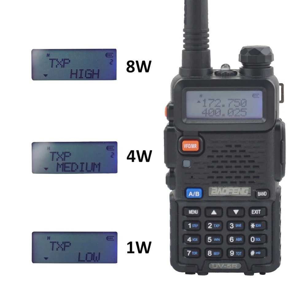 baofeng UV-5R 8 Вт Двухдиапазонная Портативная Рация VHF UHF Портативное FM-Двухстороннее радио с бесплатным Наушником