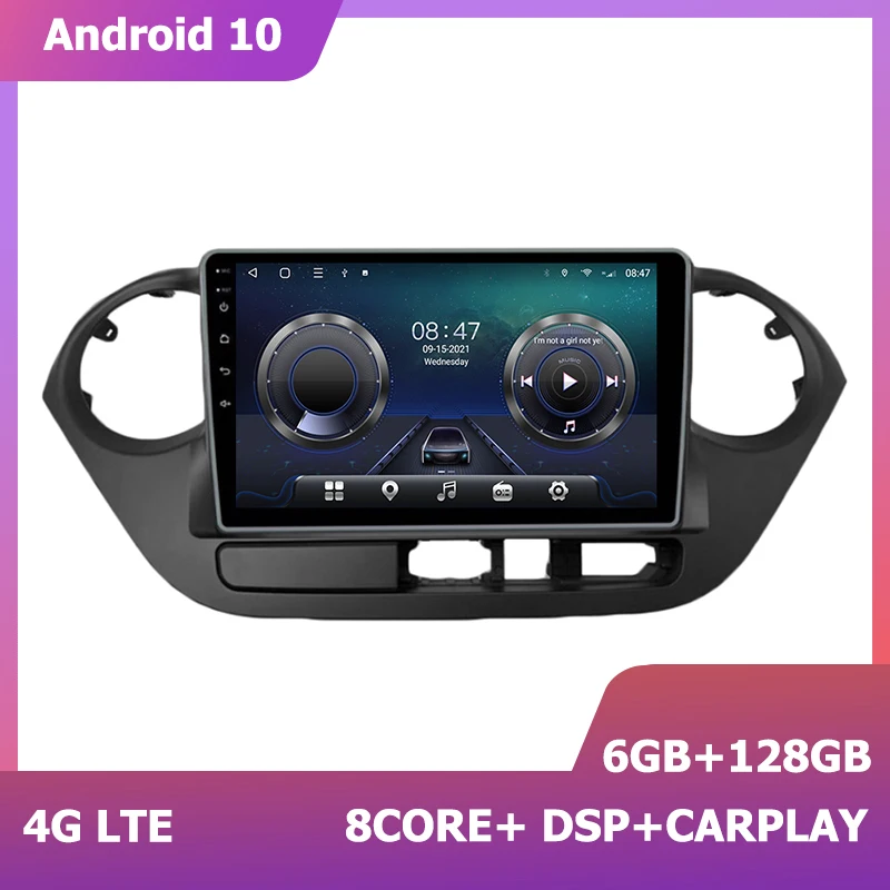 Авторадио HIRIOT Android 11 для Hyundai Grand I10 2014-2020 Мультимедиа GPS Стерео Навигация Sat Navi 6 + 128 carplay DSP 8 core