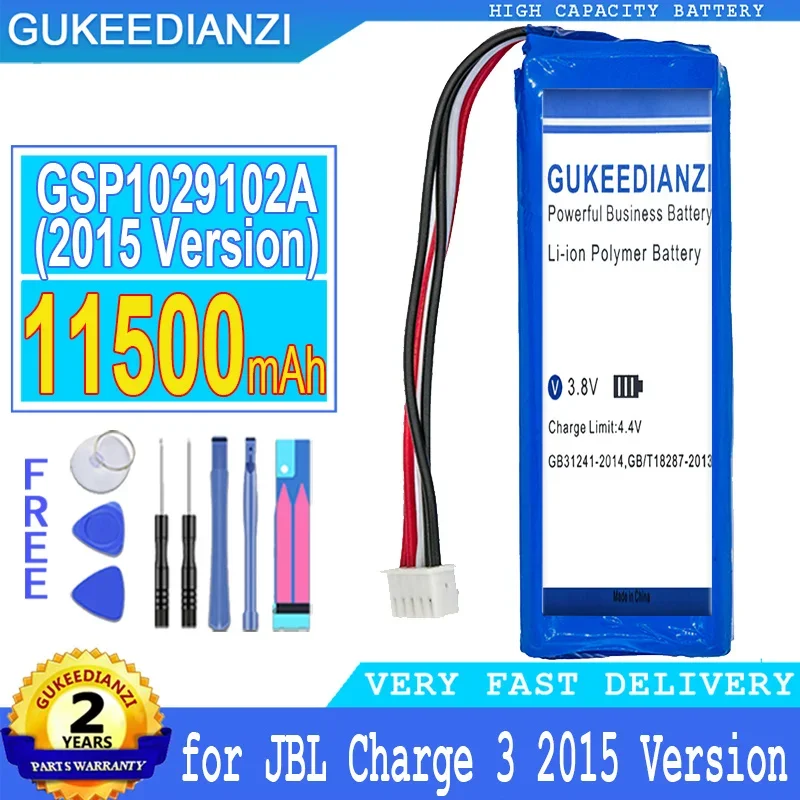 Аккумулятор GUKEEDIANZI для JBL Charge 3, сменный аккумулятор с бесплатными инструментами, 11500 мАч, GSP1029102A, версия 2015, 2016 Изображение 0 