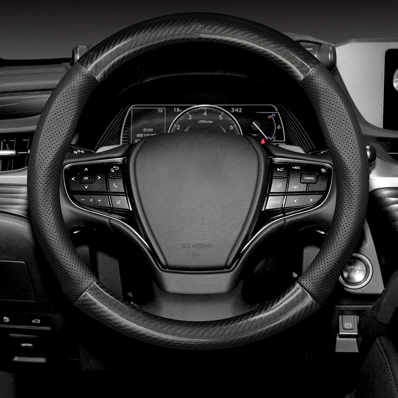 Без запаха Тонкий чехол на руль Lexus RC из натуральной кожи и углеродного волокна, подходит для RC200t RC300 F Sport 2016 2018 2019 Изображение 2 