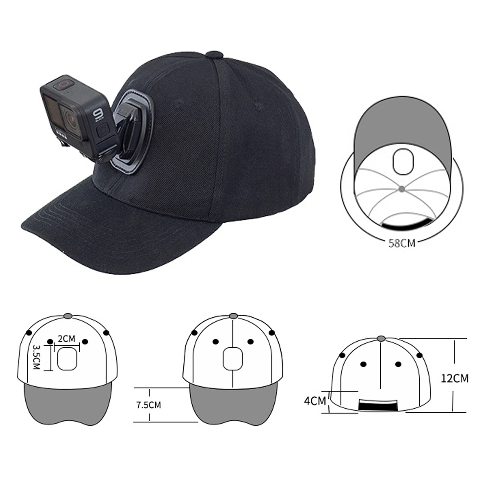 Бейсбольная кепка с адаптером для крепления пряжки на J-образном крючке для GoPro DJI и других экшн-камер Изображение 5 