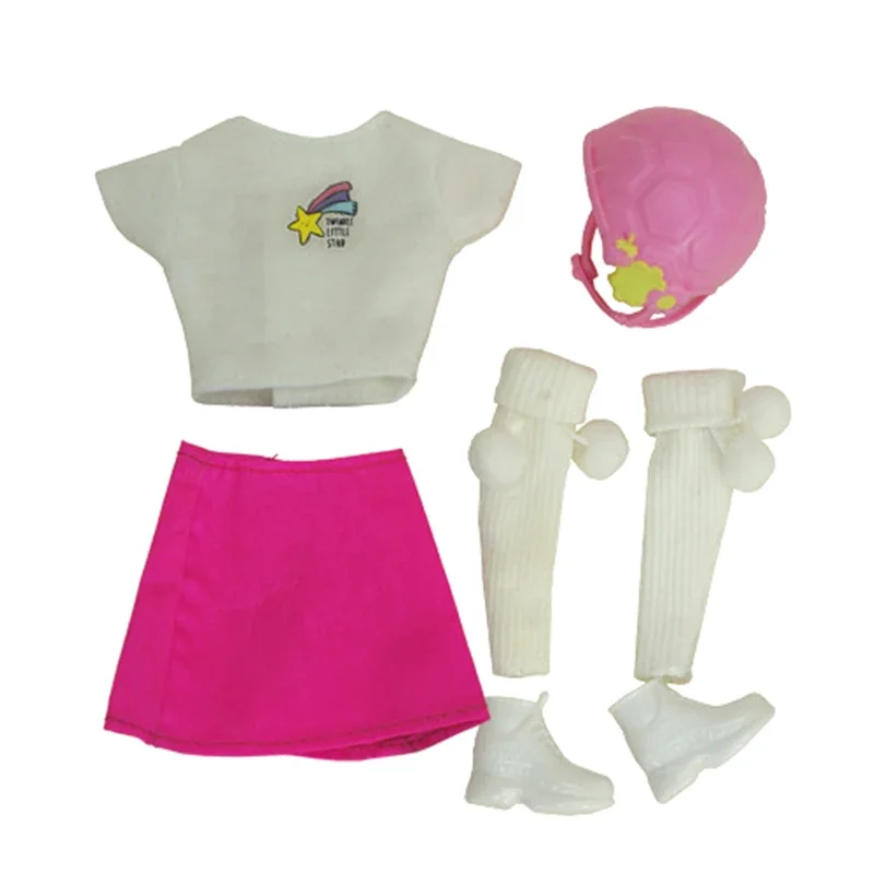 Белорозовая спортивная одежда для куклы Барби Комплект одежды для косплея Рубашка Юбка Обувь Шлем 1/6 Аксессуары для куклы Изображение 2 