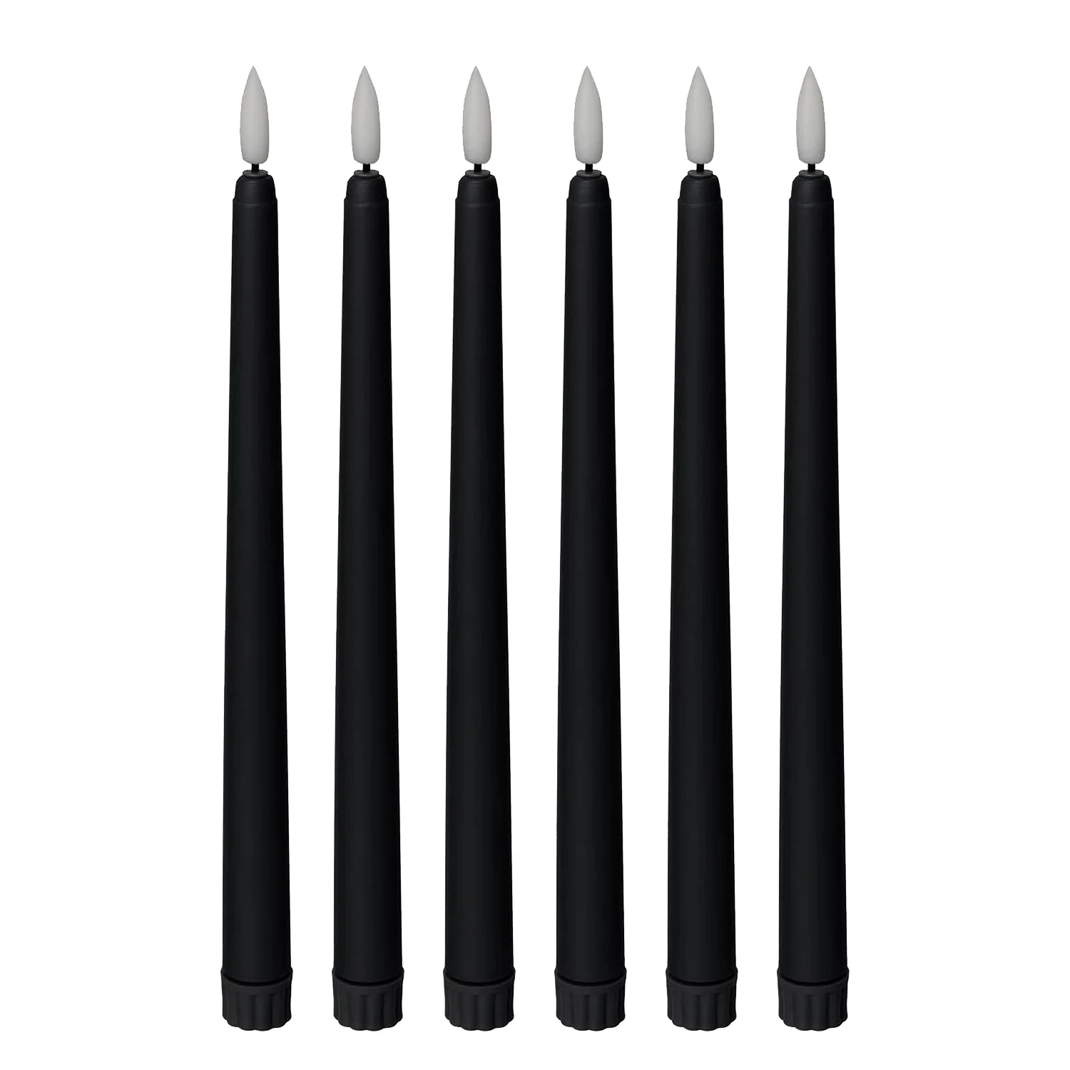 Беспламенные свечи в виде черного конуса - 11 дюймов (около 27,9 см), 6 штук, питание от аккумулятора, светодиодная вспышка с фитилем, Настройка времени