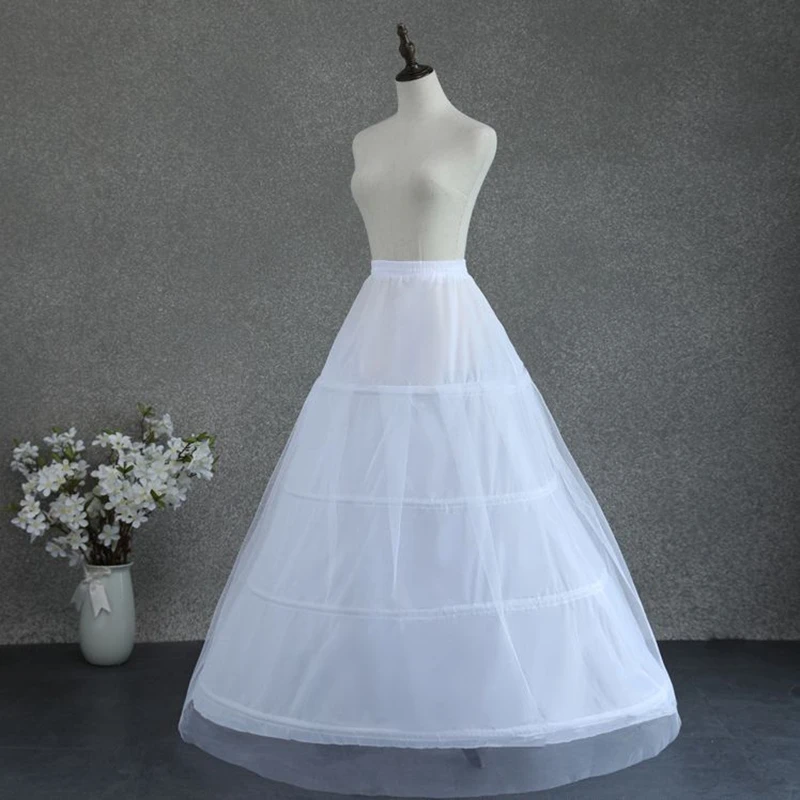 Бесплатная доставка Белые нижние юбки с 4 обручами И 1 слоем жесткого тюля Нижняя юбка Невесты Jupon Enaguas Изображение 0 