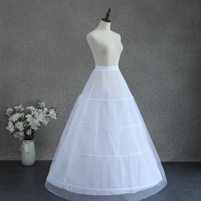 Бесплатная доставка Белые нижние юбки с 4 обручами И 1 слоем жесткого тюля Нижняя юбка Невесты Jupon Enaguas Изображение 4 