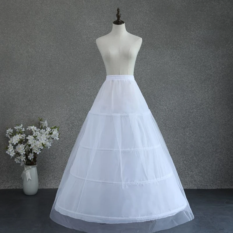 Бесплатная доставка Белые нижние юбки с 4 обручами И 1 слоем жесткого тюля Нижняя юбка Невесты Jupon Enaguas Изображение 5 