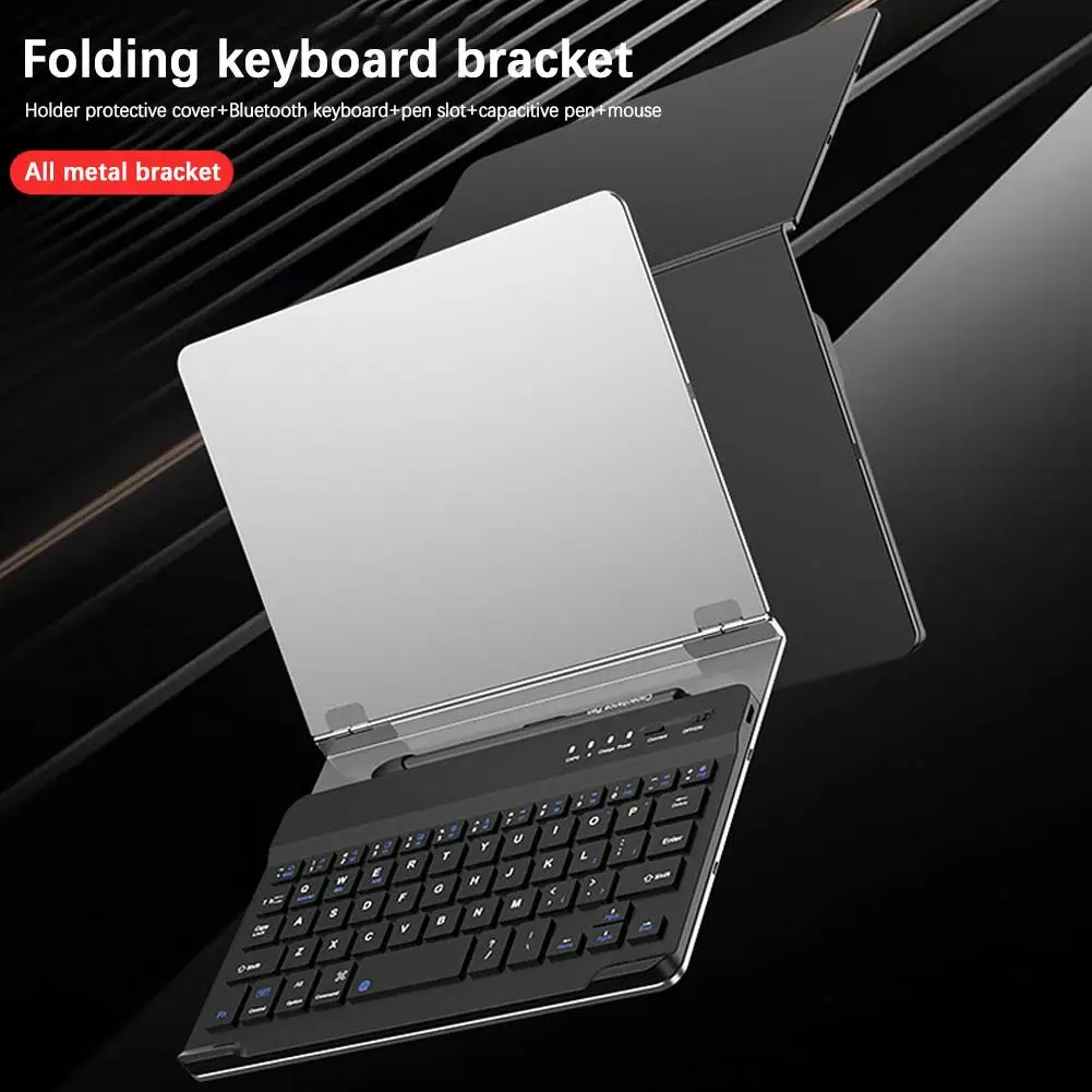 Беспроводная Подставка Для Клавиатуры Samsung Galaxy Z Fold 5 Магнитная Складная Откидная Подставка Металлическая Крышка Клавиатуры С Прорезью Для Пера и Мыши Изображение 0 