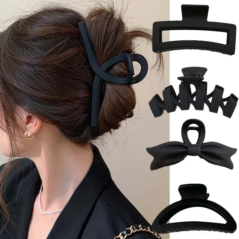 Большая черная женская заколка для волос Модные Французские Элегантные заколки для волос с Корейскими буквами, Заколки для волос для девочек, Заколки для волос, аксессуары для волос