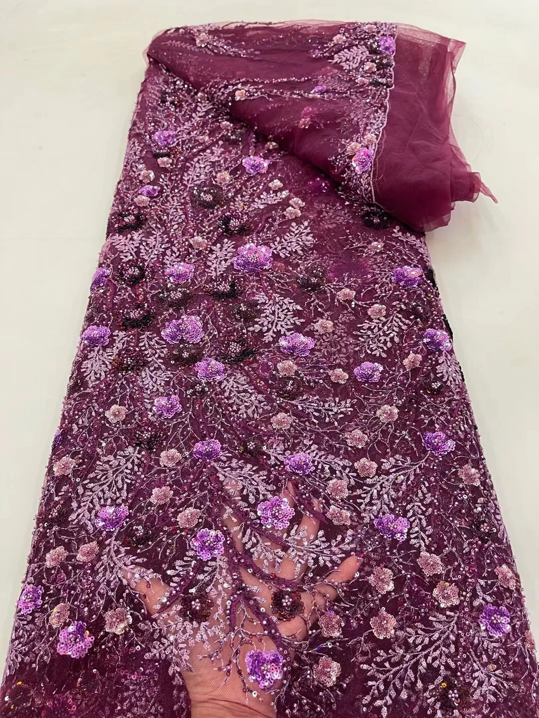 Великолепная Африканская роскошная кружевная ткань из бисера и пайеток, французское тяжелое жемчужное сетчатое кружево ручной работы для свадебного торжества, вечернего платья