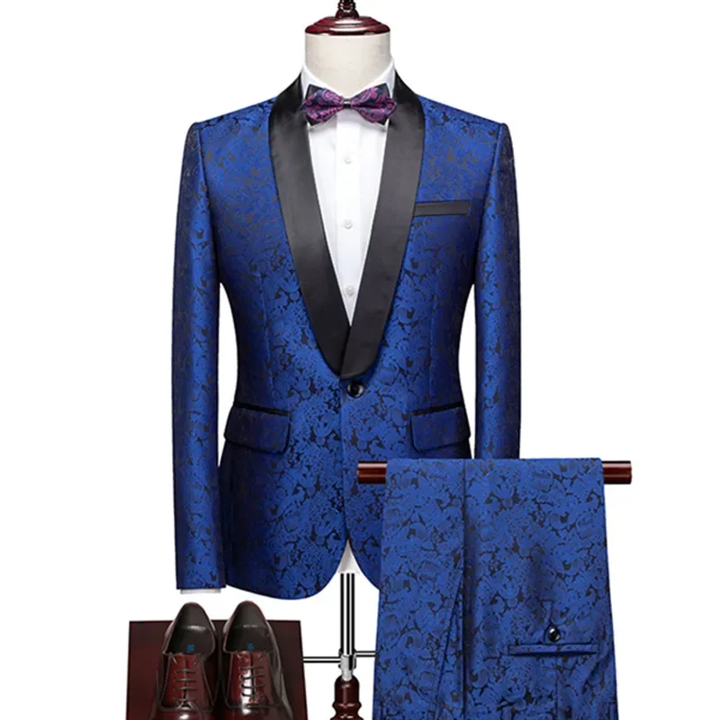 Весенне-осенний Новый мужской повседневный деловой костюм-бутик 2023, комплект из двух предметов / Мужские блейзеры, пальто, куртка, брюки, мотобрюки