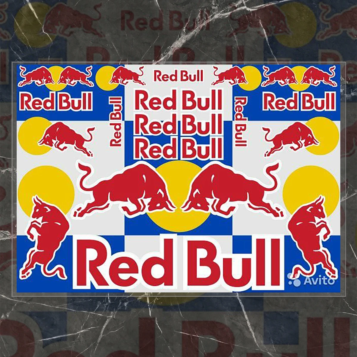 Виниловая наклейка на шлем Red Bull, наклейка с логотипом мотоцикла, велосипеда Изображение 0 