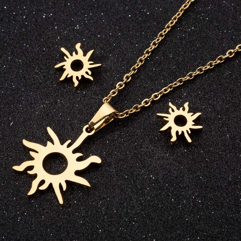 Винтажный дизайн, набор украшений в форме Солнца, Антикварные Ретро Серьги-гвоздики с Тотемом Солнца и ожерелье-подвеска для Унисекс Orecchini Изображение 0 