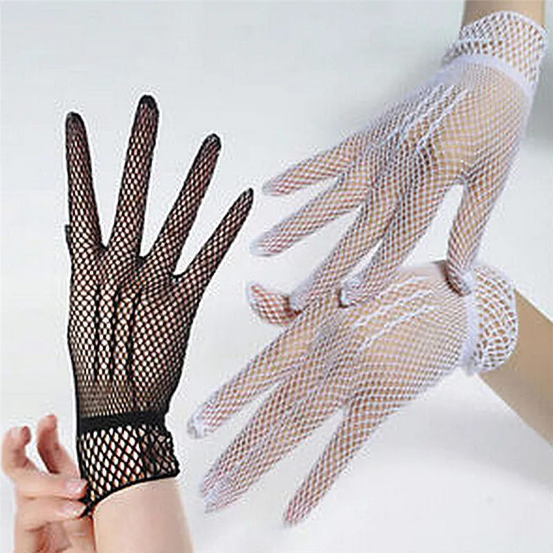 Выдалбливают перчатки с рыболовной сетью, свадебные перчатки для новобрачных, кружевные перчатки для выпускного вечера, сексуальные сетчатые короткие перчатки для ночного клуба Изображение 0 