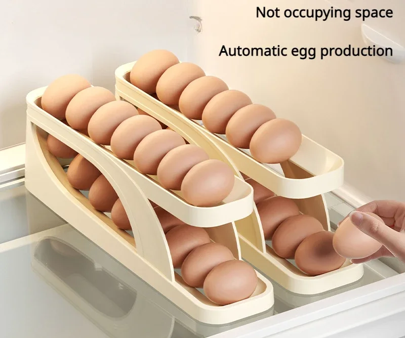 Выдвижная коробка для яиц, двухслойный автоматический валик для яиц, боковая дверца холодильника, кухонная столешница, ящик для хранения яиц от падения