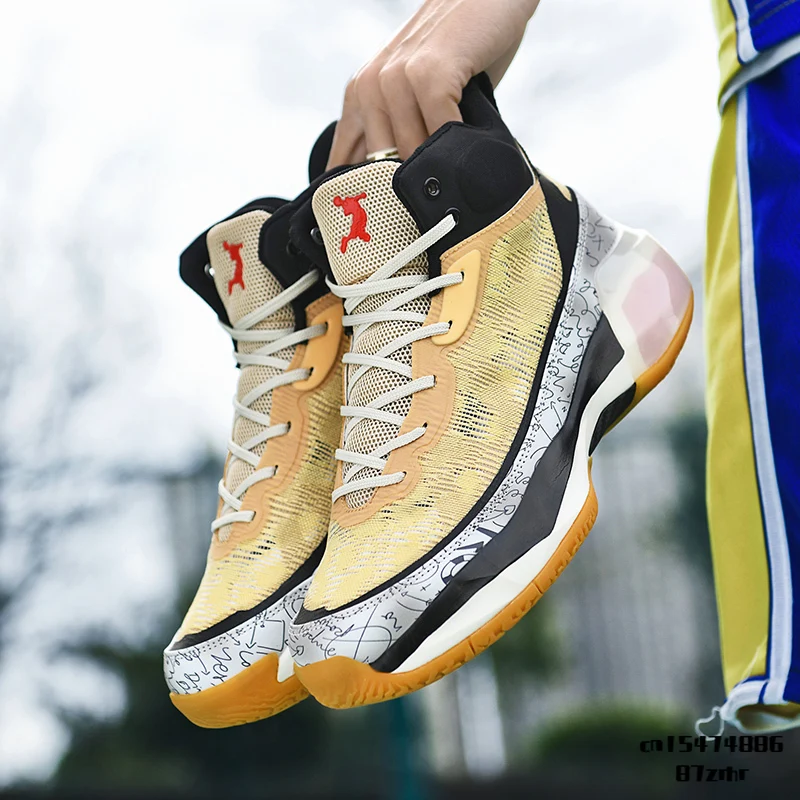Высококачественные мужские баскетбольные кроссовки с высоким берцем, нескользящая спортивная обувь для тренировок, баскетбольная обувь с дышащей подушкой 2023 Изображение 3 