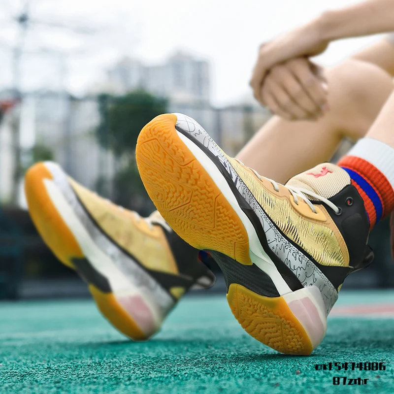 Высококачественные мужские баскетбольные кроссовки с высоким берцем, нескользящая спортивная обувь для тренировок, баскетбольная обувь с дышащей подушкой 2023 Изображение 4 