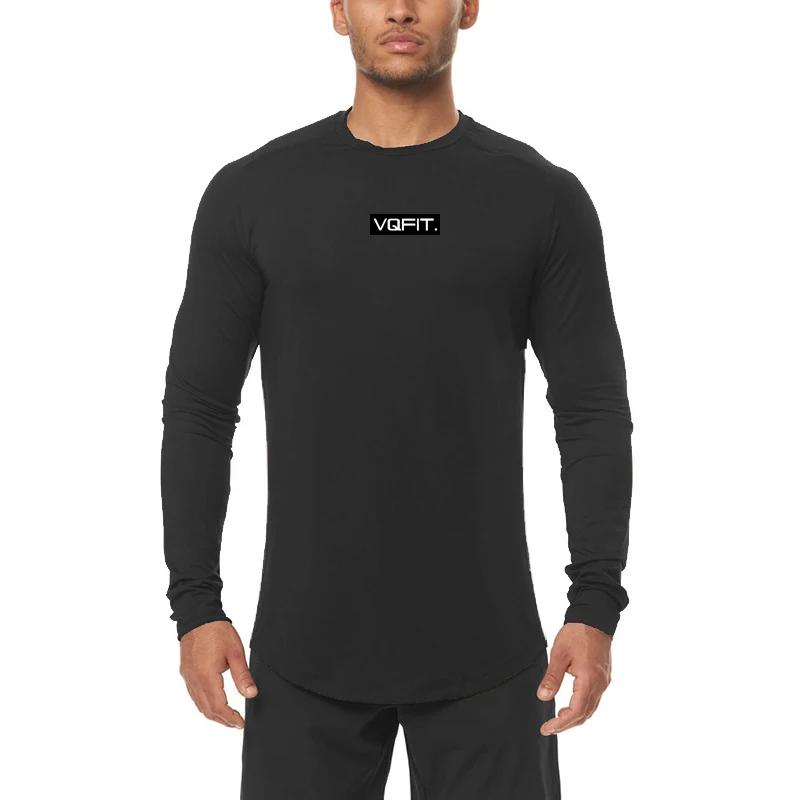 Высокоэластичная мужская спортивная одежда для фитнеса, обтягивающая рубашка для бега с длинным рукавом, Дышащая быстросохнущая футболка для тренажерного зала, бодибилдинга, мышц Изображение 4 