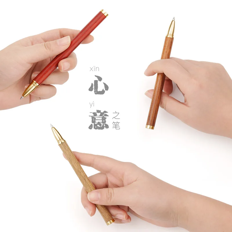 Гелевая ручка из металлической латуни, деревянная ручка для подписи, черная ручка, высококачественный подарок для деловых мужчин, 1 шт. Изображение 2 