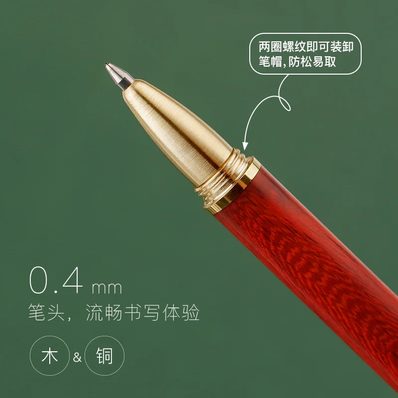 Гелевая ручка из металлической латуни, деревянная ручка для подписи, черная ручка, высококачественный подарок для деловых мужчин, 1 шт. Изображение 3 