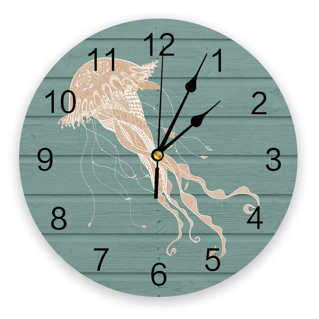 Голубая текстура дерева Морская жизнь Настенные часы для спальни Большая Современная кухня Столовая Круглые Настенные часы Часы для гостиной Домашний декор