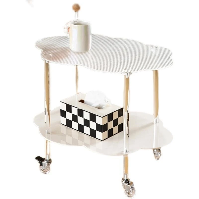 Двухслойный чайный столик Cloud, стеллаж для хранения с колесиками, съемная акриловая тележка
